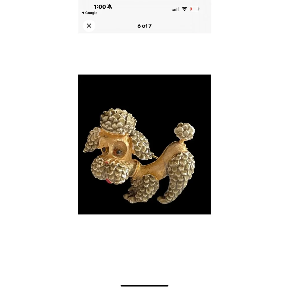 Retro Gold Poodle Brooch Vintage JJ Jonette Jewelry Pin